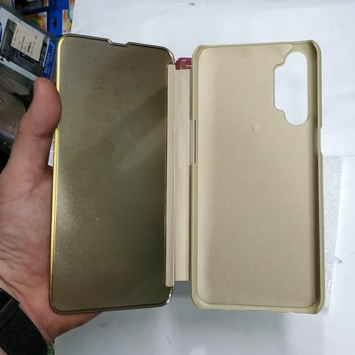 FLIP MIRROR OPPO A3S / FLIP COVER MIRROR / CLEAR VIEW STANDING