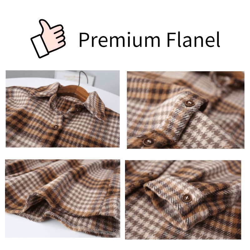 Kemeja Flanel Wanita BB45-70kg Blouse Kotak Kotak Baju Korean Style Wanita Outer Kemeja-2