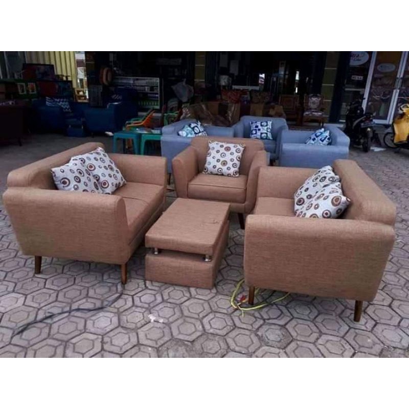 sofa retro 221 warna coklat kain Yasmine bisa request warna lain