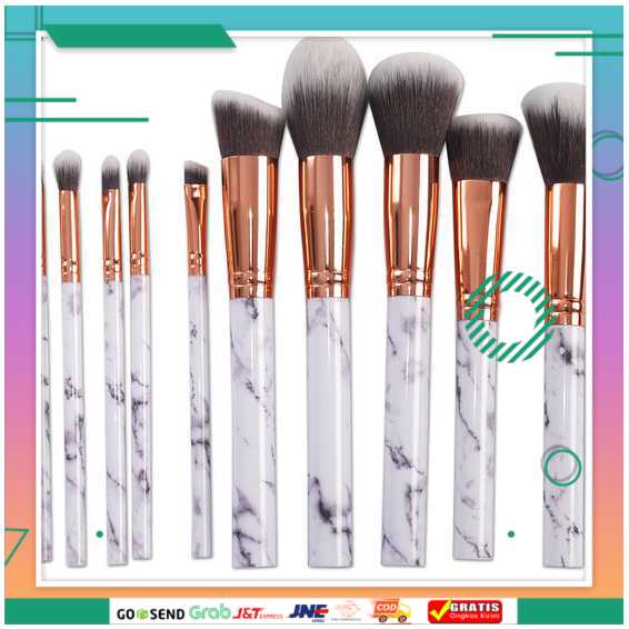 (BISA COD) FTIHSHPMarble Brush Make Up 10 Set