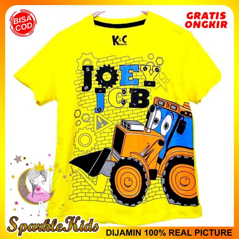 SparkleKids Baju Anak / Kaos Anak Laki-Laki Motif Joey Truck Yellow 1-10 Tahun