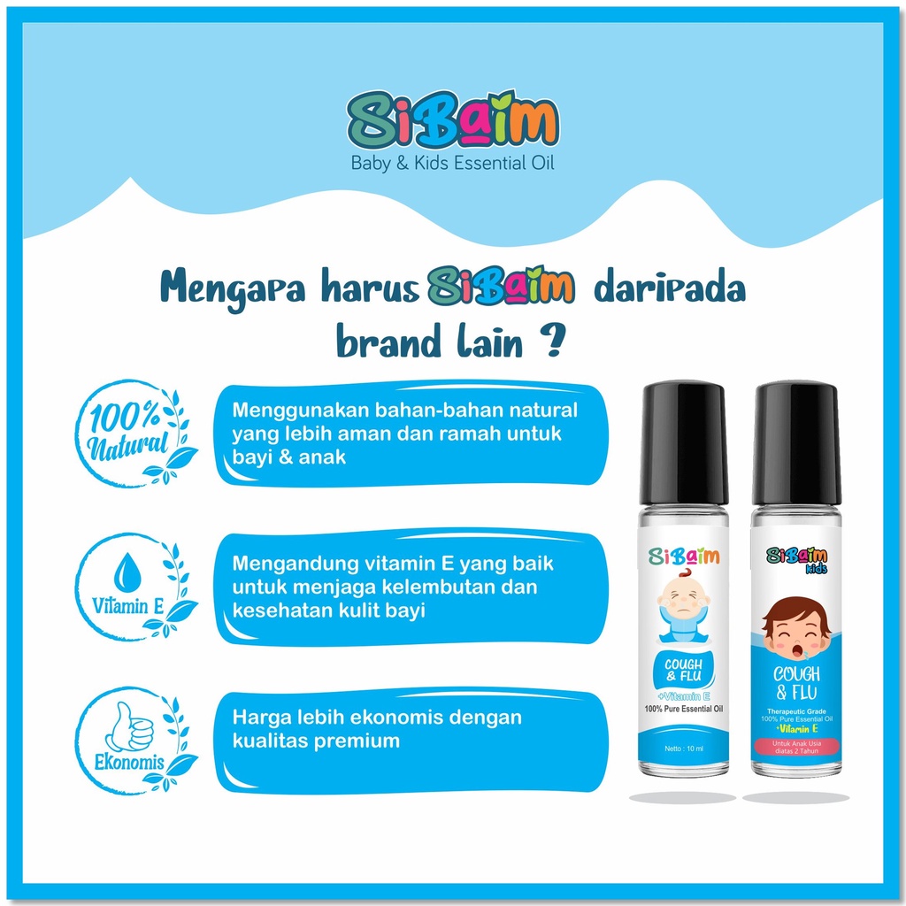 Meredakan Batuk Pilek Bayi - SIBAIM BABY COUGH N FLU Essential Oil 10ml by psikopediastore