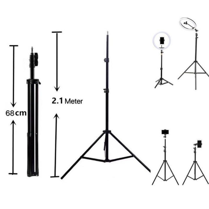 RING LIGHT + TRIPOD 2.1M LAMPU TIKTOK LED KONTEN MULTIFUNGSI