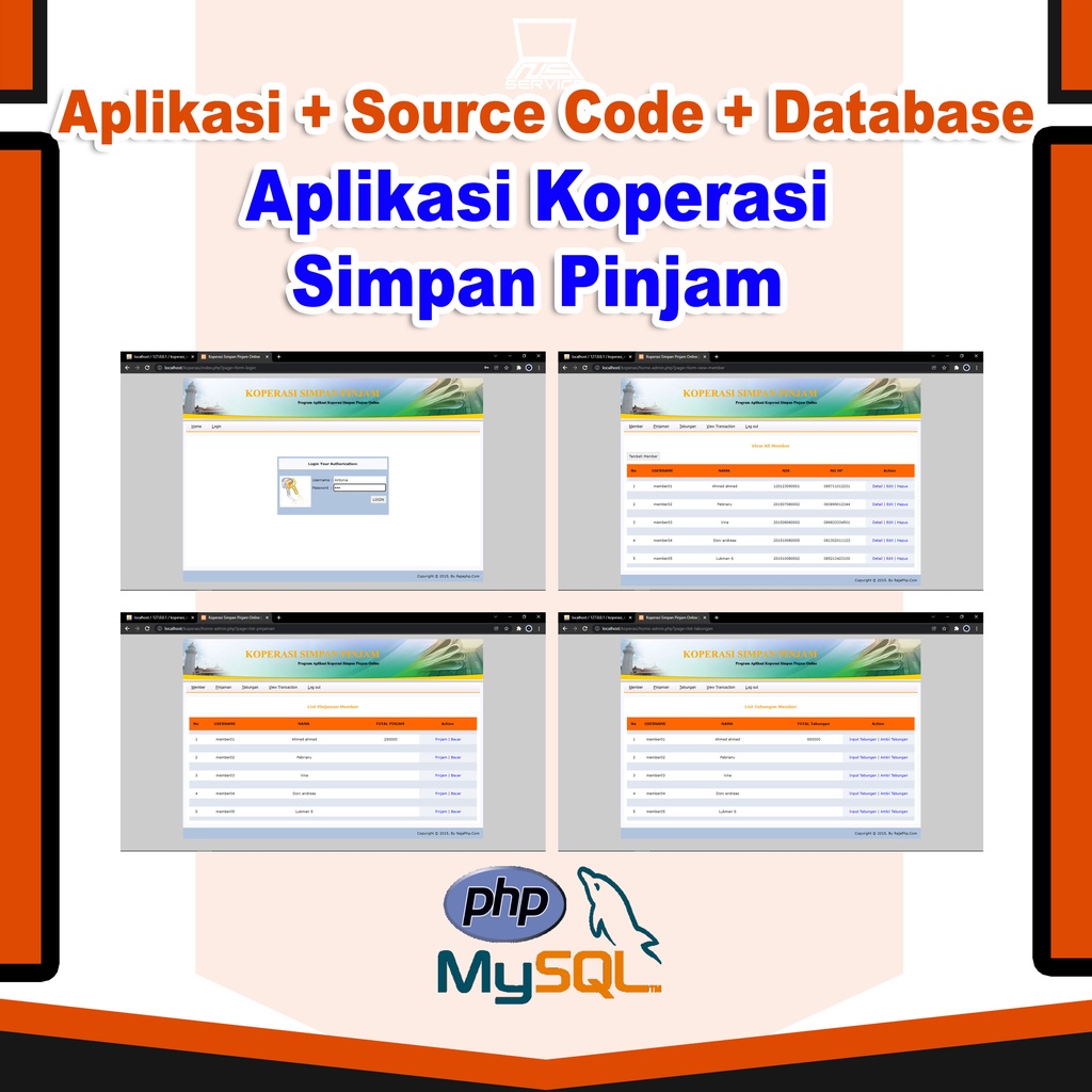 Source Code Aplikasi Koperasi Simpan Pinjam Source Code Database Php Mysql