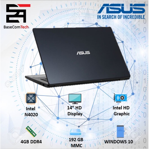 Laptop Asus Vivobook E410MA INTEL N4020 RAM 4GB 128/192GB 14HD WINDOWS 10-BLACK 192GB HD