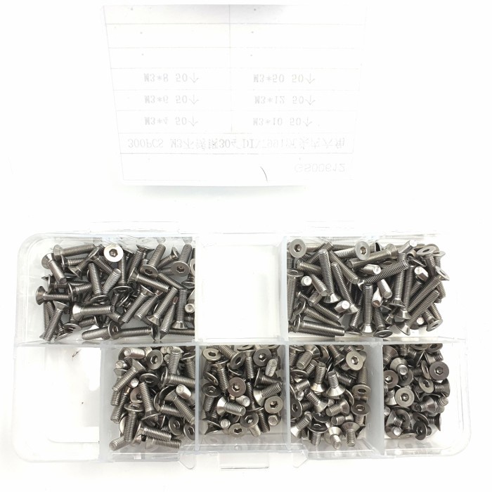 300pcs M3 flat head countersunk baut hex screw mur washer nut