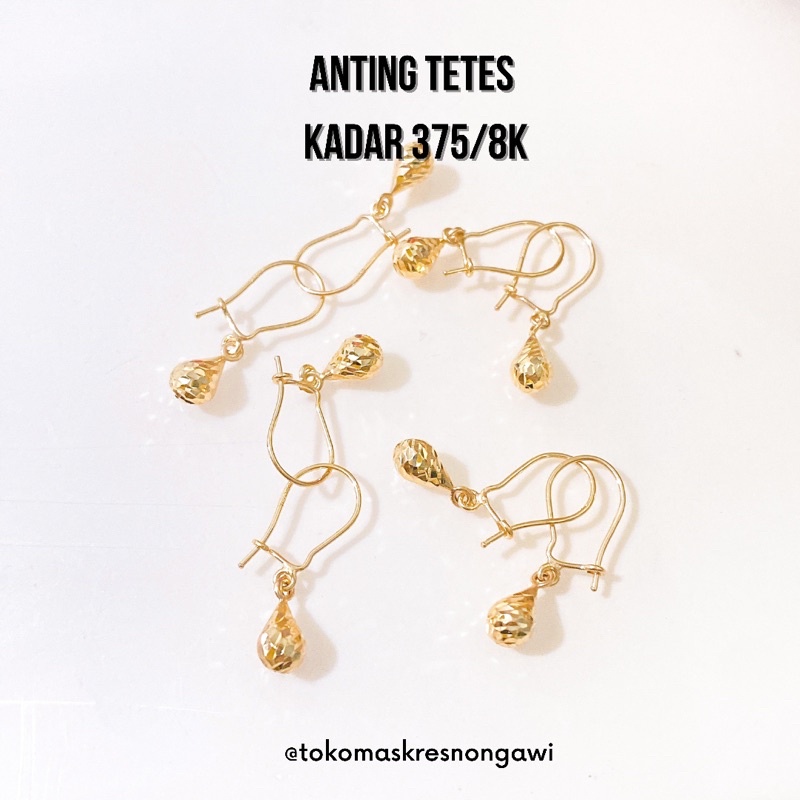 anting emas tetes arsir kadar 375/8k emas asli