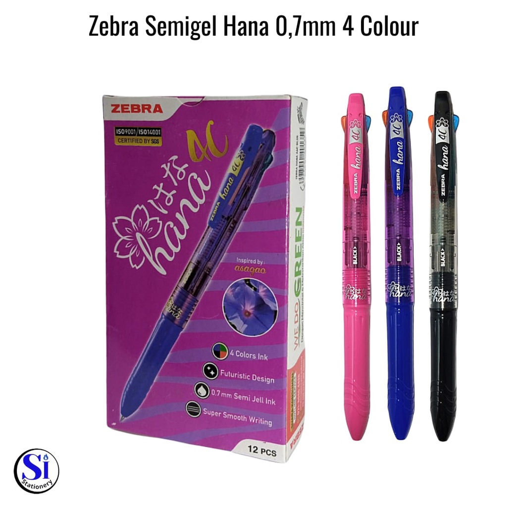 

Pulpen Zebra Hana 0.7mm 4 Warna Semi Gell