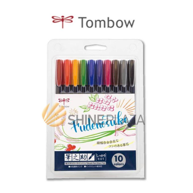 

(BISA COD) Tombow Fudenosuke Brush Pen Hard Tip Set 10 - Art Markers TERPERCAYA Kode 553