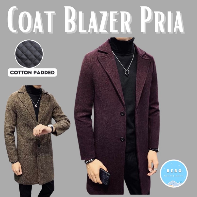 Coat Korea Pria Tebal Hangat Jas Blazer Wol inner cotton