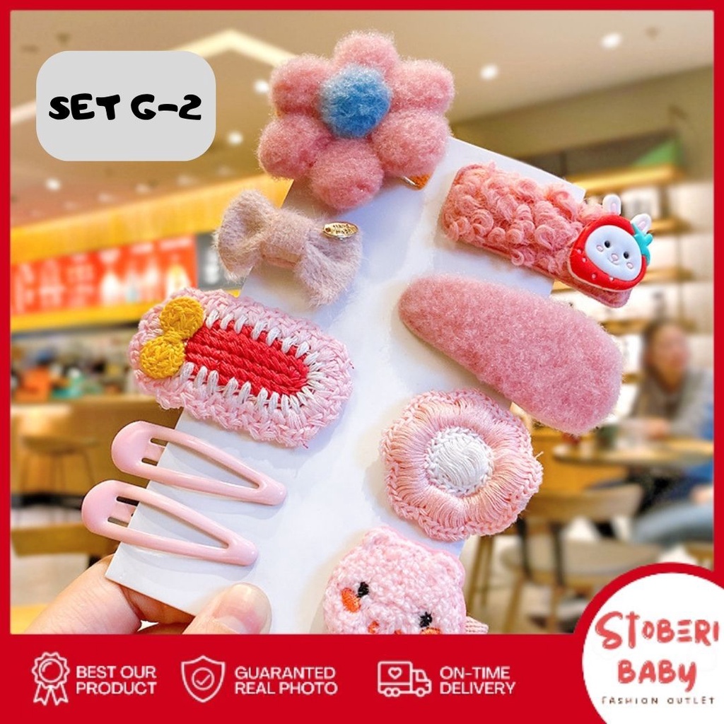 stoberi baby - JEPIT BULU FURRY 10PCS Set Jepit rambut anak import model rajut bulu kualitas premium