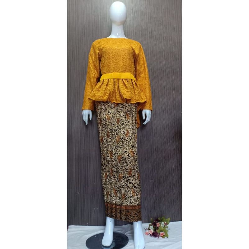 IndahKebaya | REAL PICTURE KEBAYA SETELAN BROKAT AURORA / NAVY DUSTY MOCCA COKSU GOLD NAVY SILVER