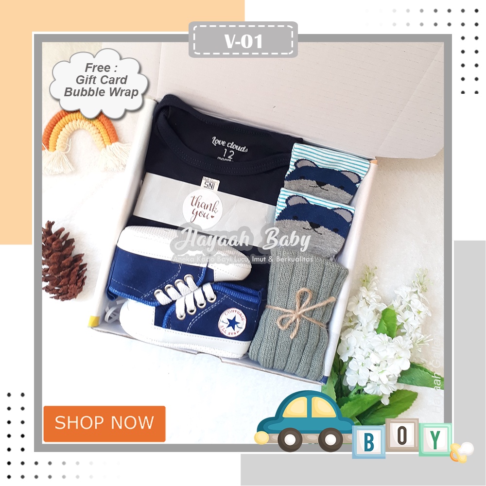 BABY HAMPERS NEWBORN Kado Bayi Cowok Parcel Bayi Laki laki Baby Gift Kekinian-V1 NAVY