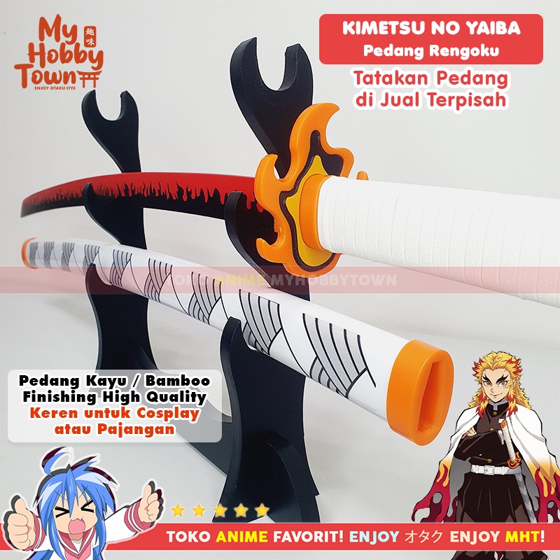 Replika Pedang Bambu Nichirin Demon Slayer Kimetsu no Yaiba Rengoku Kyojuro Cosplay Property