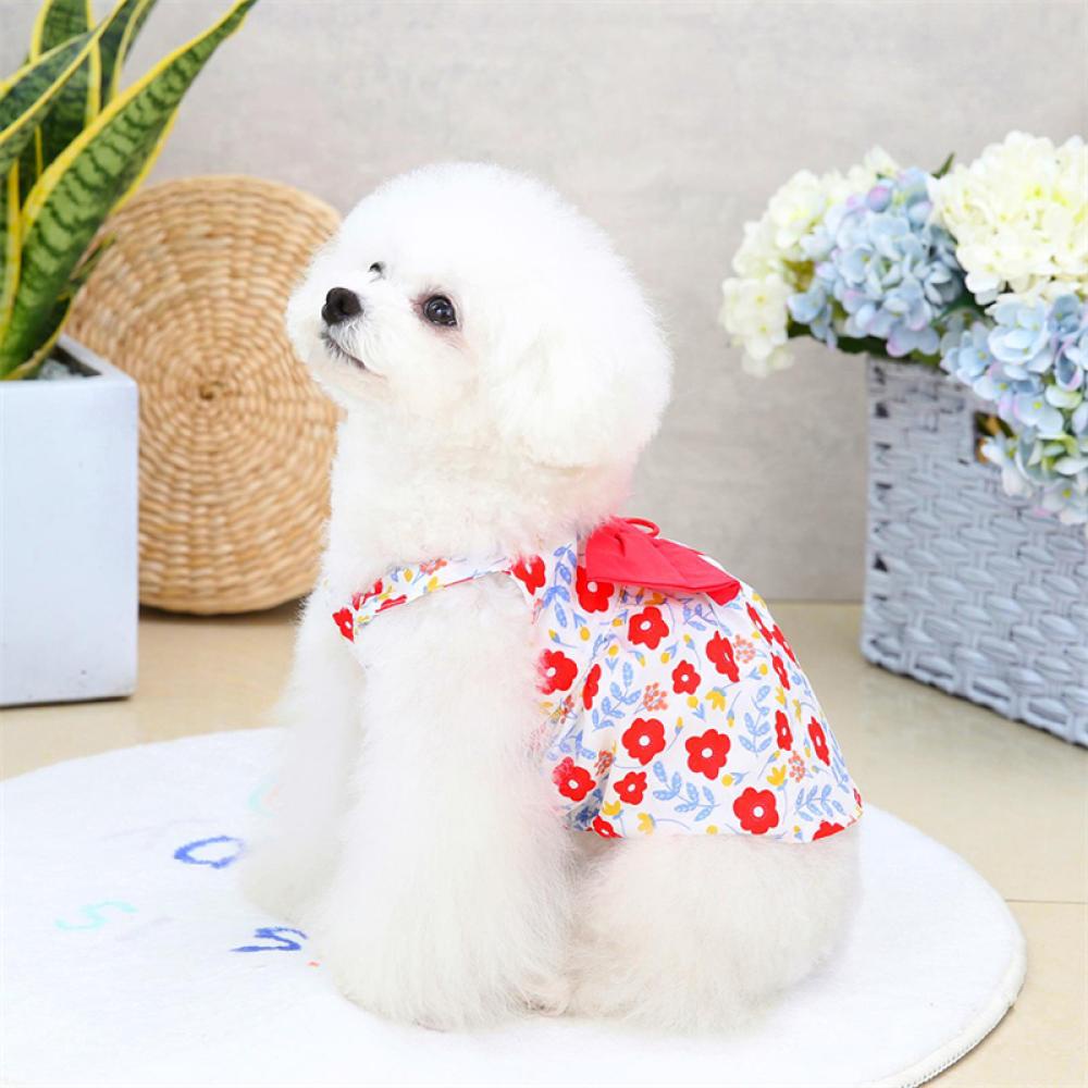 Timekey Dress Anjing Peliharaan Bahan Lembut Nyaman Aksen Pita Untuk Musim Panas O2P9