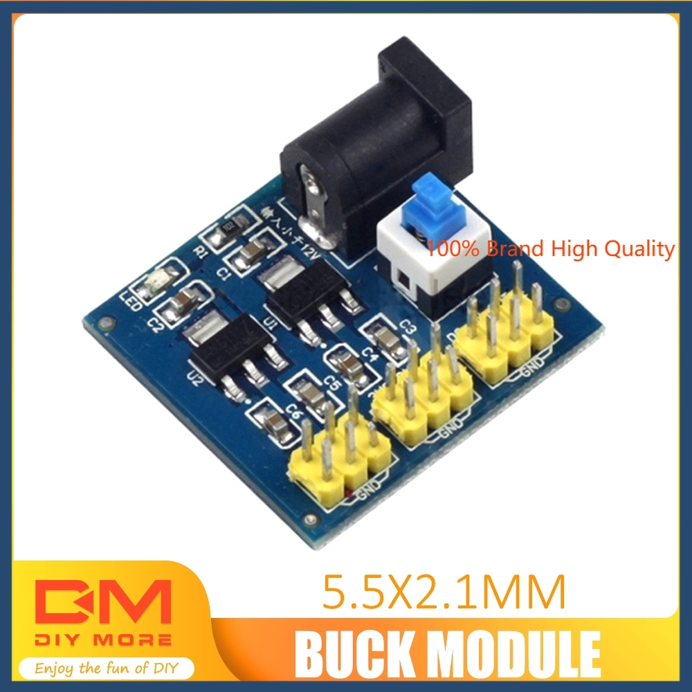 〖Factory Supplier/COD〗 DC-DC 12V To 3.3V 5V 5.5X2.1MM Buck Step down Power Supply Module For Arduino