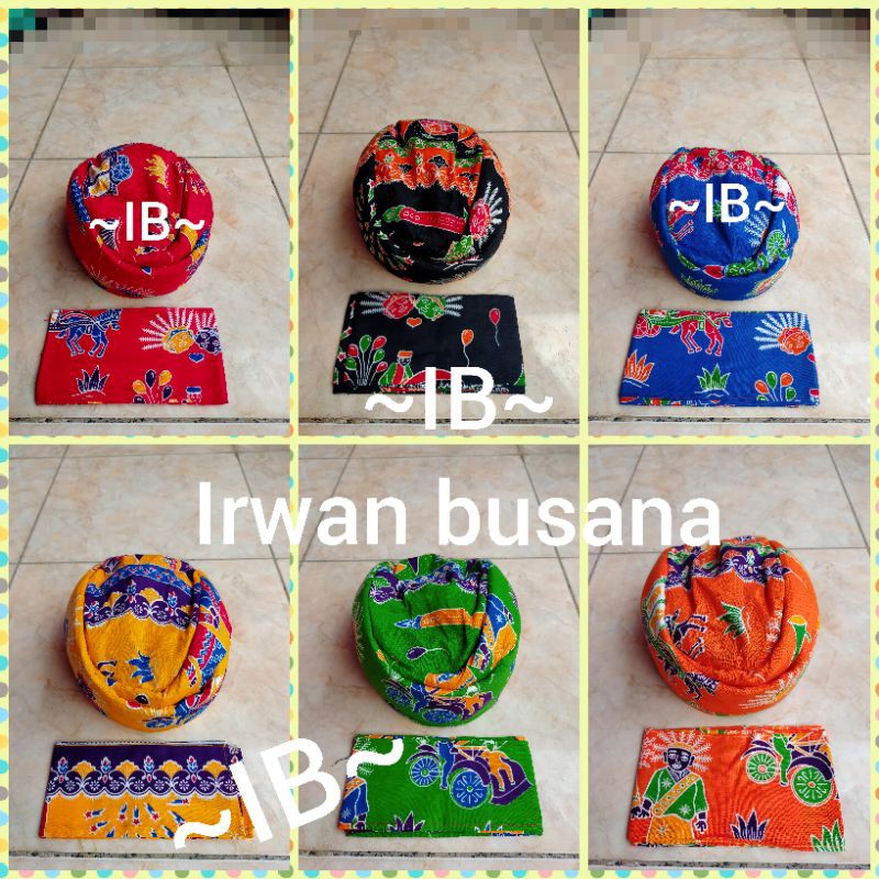 Blangkon betawi dewasa motif ondel2 atau topi adat betawi