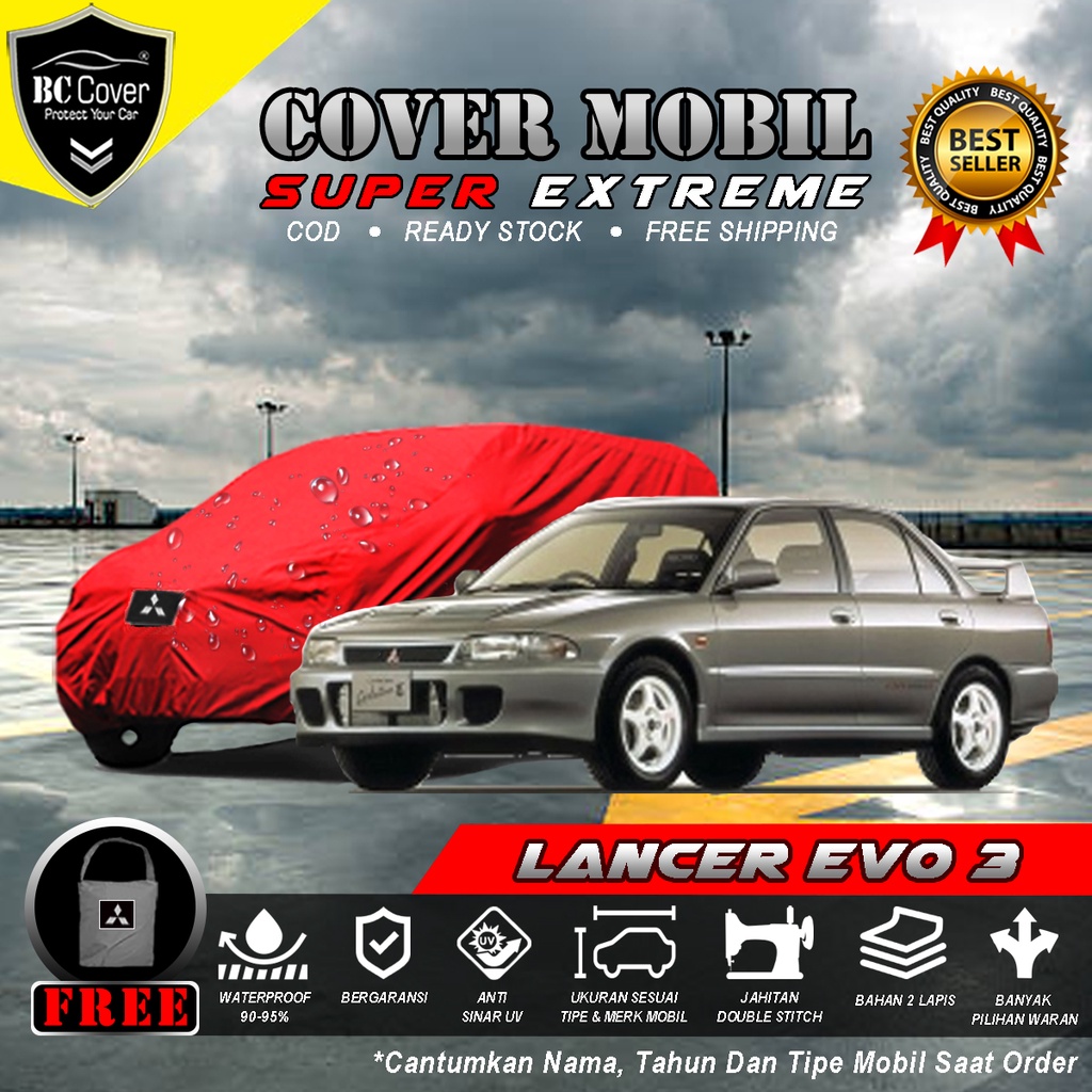 Body Cover Mobil Lancer Evo 3 Outdoor Waterproof / Sarung Mobil Mitsubishi Lancer Evo 3 Waterproof / Selimut Tutup Sedan Lancer Mantol Kerudung Mantel Penutup Mobil Lancer Evo Waterproof Outdoor Anti Air