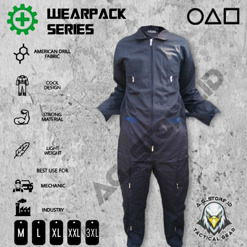 Wearpack Safety bahan American drill/Wearpack Langsungan/Baju bengkel