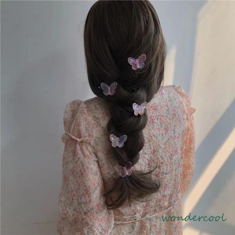 Butterfly Jepit Rambut Bentuk Kupu-Kupu Warna-Warni Bahan Metal Untuk Anak Perempuan -Won