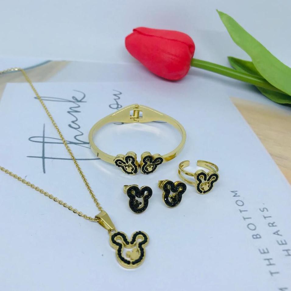 Keluaran Terbaru.. Perhiasan Set Titanium Anak (Kalung, Gelang, Cincin dan Anting) SAT-16-42