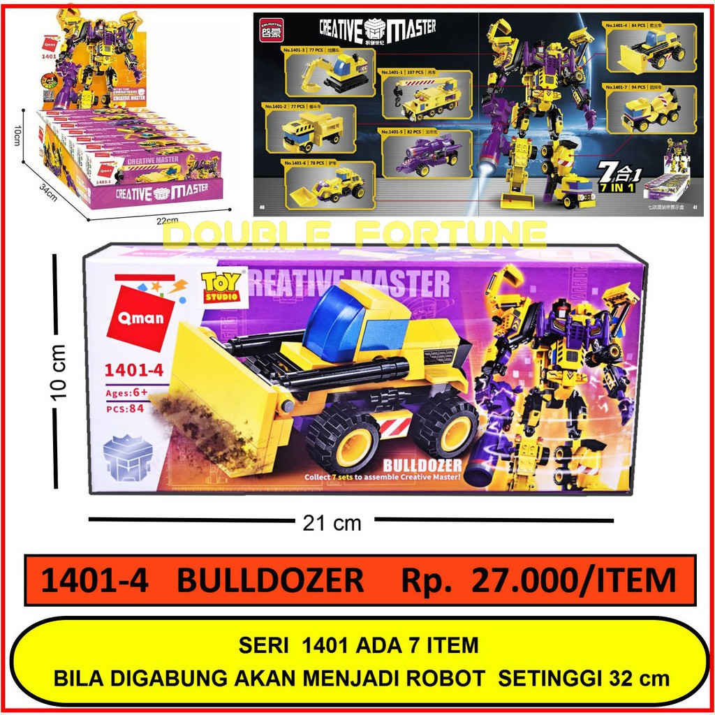 MAINAN QMAN BRICKS LEGO 1401-4 BULDOZER