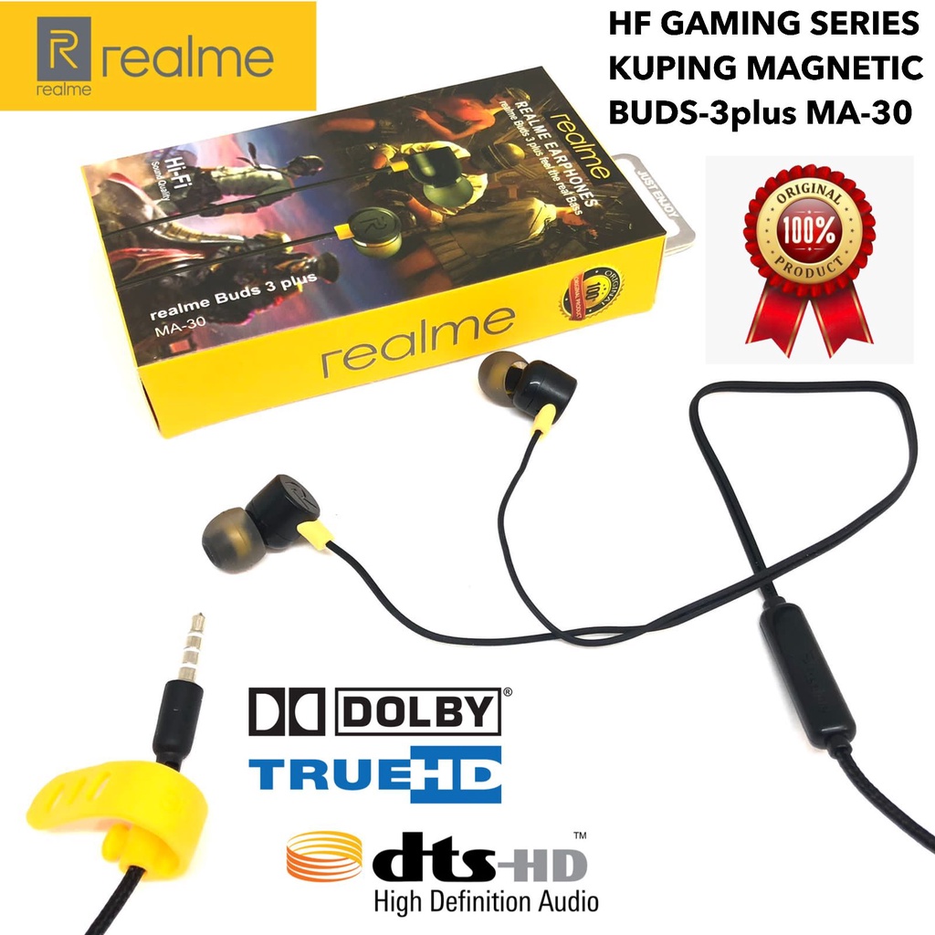 Headset earphone handfree realme original 100%/headset realme buds magnet original gaming edition earphone gaming pubg realme ma10