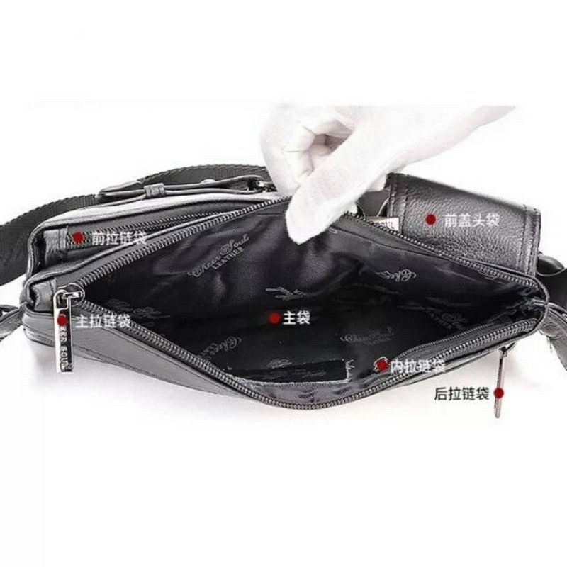 Waistbag kulit sapi original tas pinggang santai leather pria/wanita