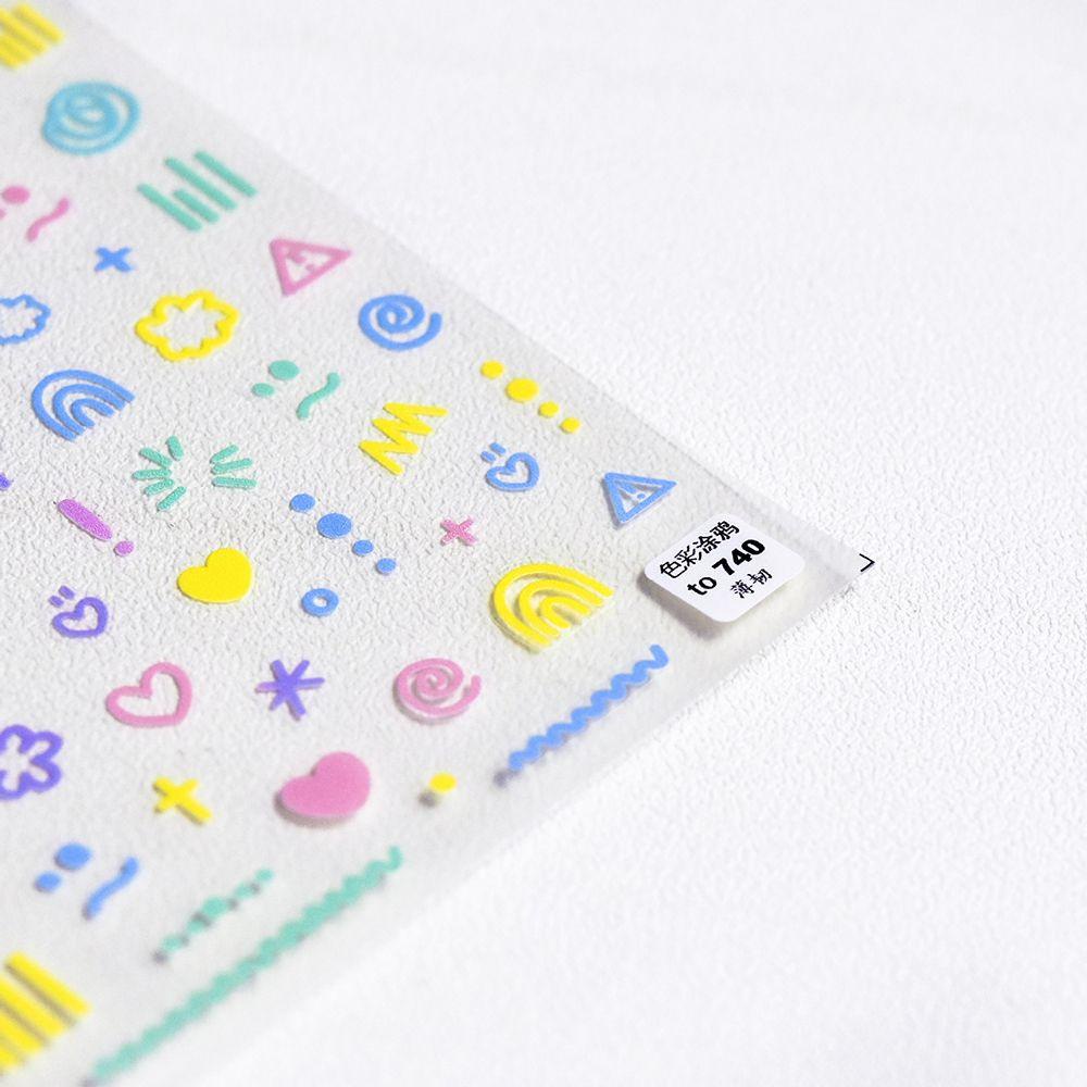 Mxbeauty Warna graffiti Nail Stiker Warna-Warni Perekat Diri Putaran DIY Nail Decals