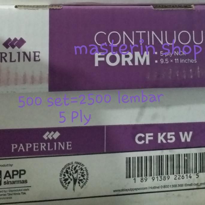 

Kertas Komputer /Continous Form 9.5"x11" 5 Ply(K5 FULL)Merek PAPERLINE