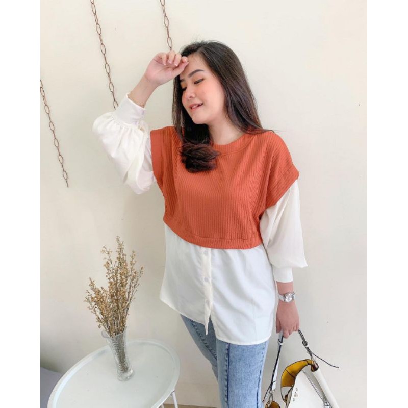 Kemeja Combi Top // Zara // all size