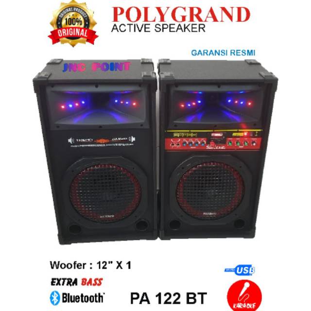 Speaker Aktif Polygrand Pa 122 bluetooth usb sd card mmc fm SUBWOOFER BASS