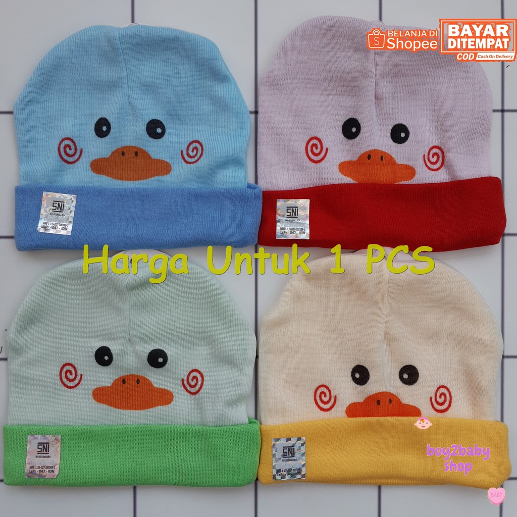 Topi kupluk bayi NIA bahan katun Duck Series 0-3 Bulan isi 1 PCS