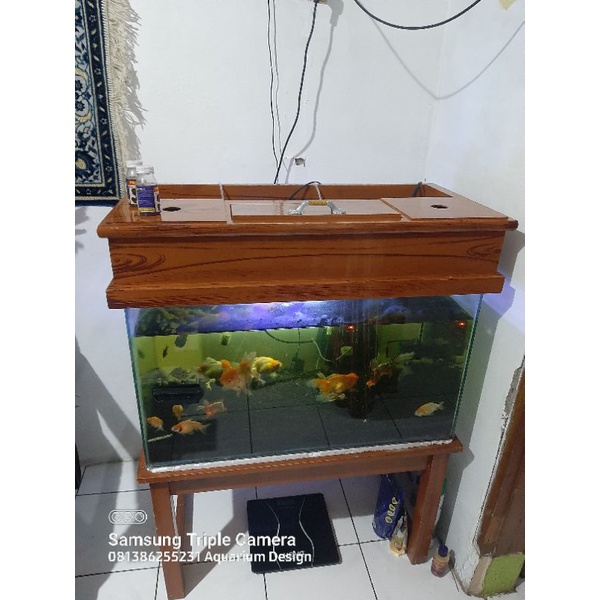 tutup aquarium 60x30 kayu costum