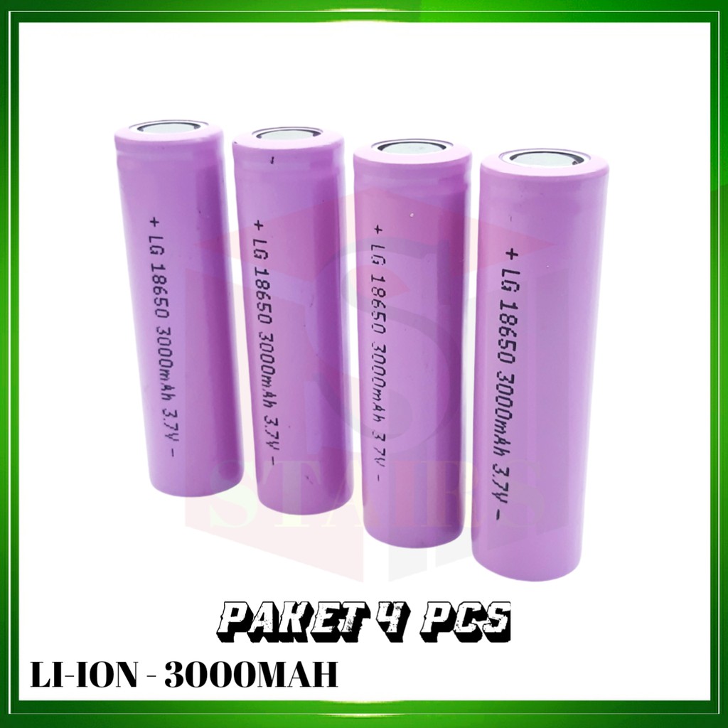 Batre 18650 Untuk Vape Senter Swatt Li-ION 3.7V - 3000mAh Paket 4pcs Warna Pink