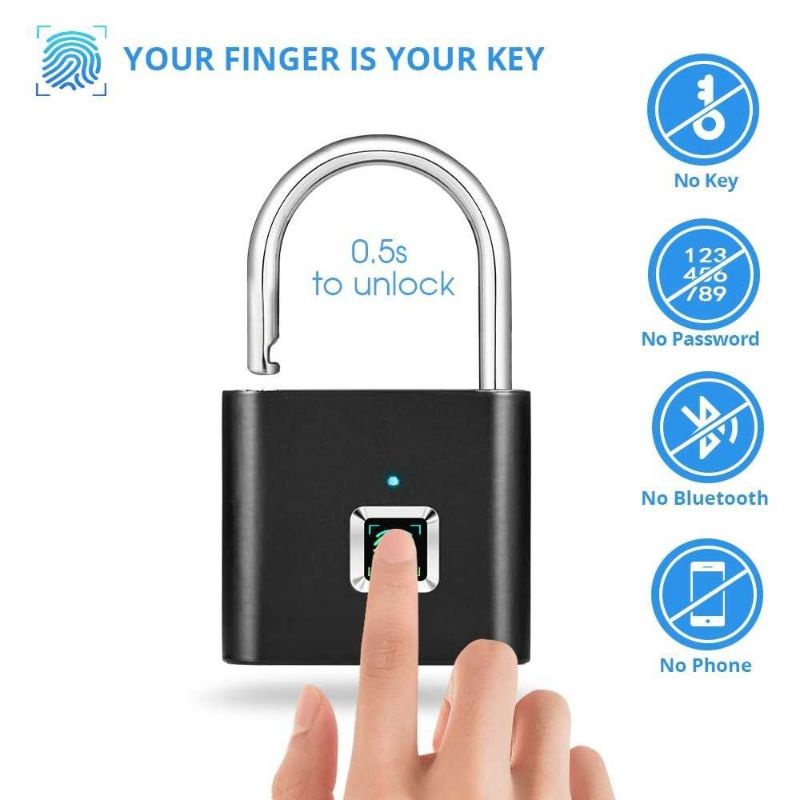 fingerprint smartlock padlock gembok kunci pintar dengan sidik jari