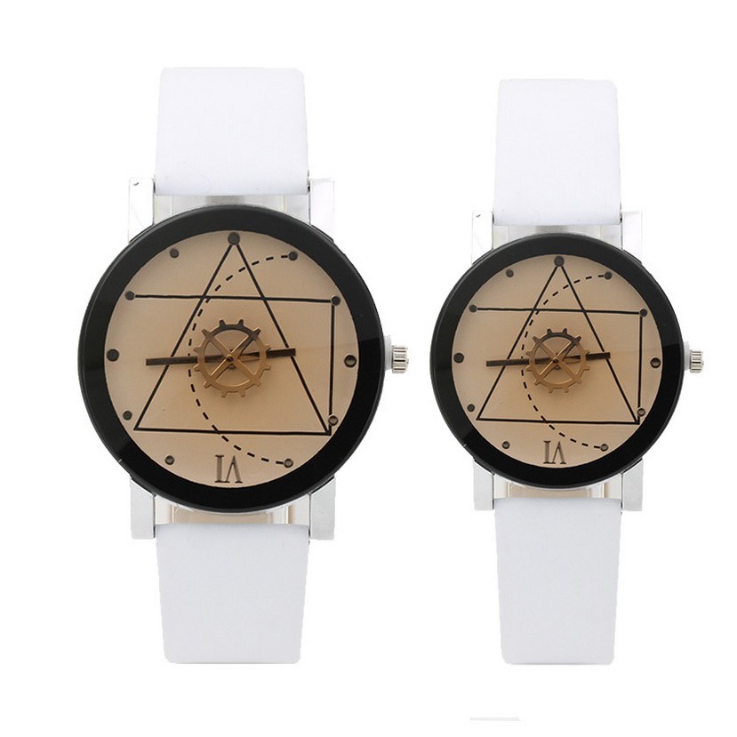 Jam Tangan Couple Pasangan GEAR KULIT #40 (HARGA SEPASANG) Korean Fashion Korea Style Watch