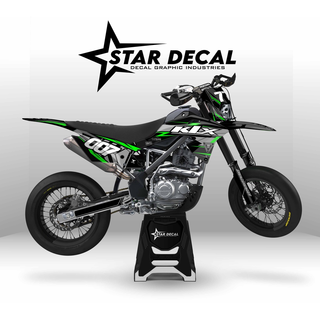 Decal Stiker Motor KLX BF full body Hitam Hijau Abu Keren