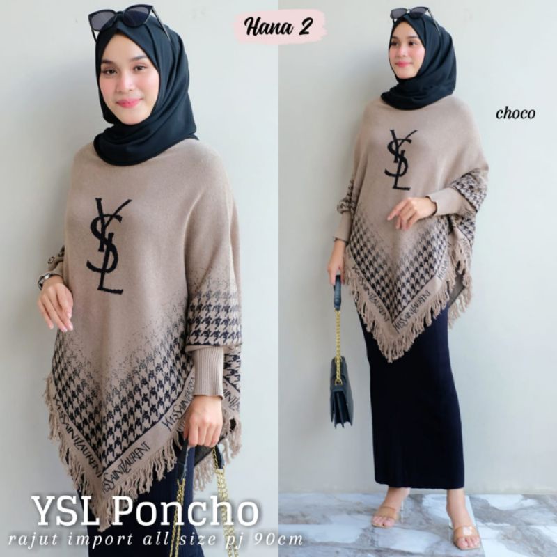 YSL Poncho Atasan Rajut Poncho perempuan