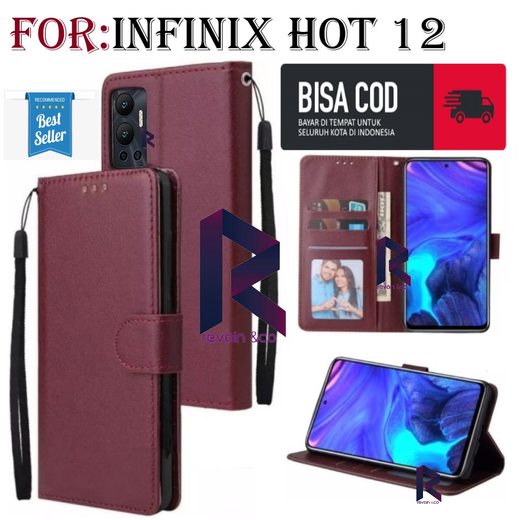 NEW INFINIX HOT 12 CASING DOMPET FLIP WALLET LEATHER KULIT PREMIUM SARUNG BUKA TUTUP FLIP CASE INFINIX HOT 12 TERBARU