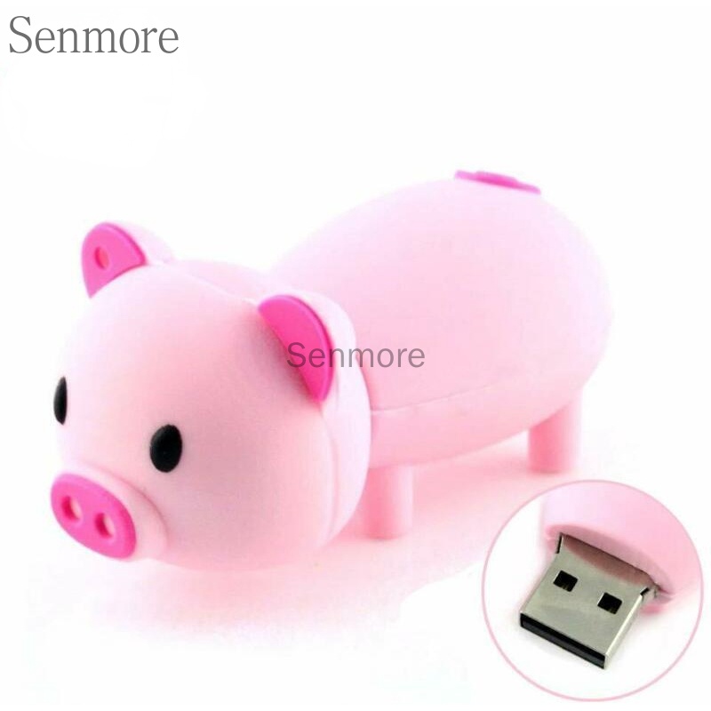 Flashdisk Usb Kecepatan Tinggi Bentuk Kartun Babi Kapasitas 128GB 64GB 32GB 16GB 8GB 1GB Bahan Plastik 1tb 2TB