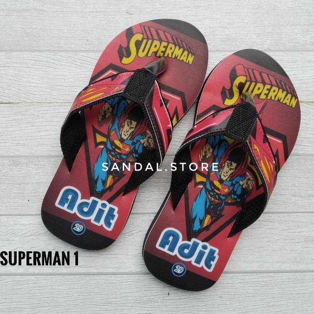 SANDAL CUATOM NAMA KARAKTER SUPERMAN ANAK/DEWASA FREE CUSTOM SUKA SUKA