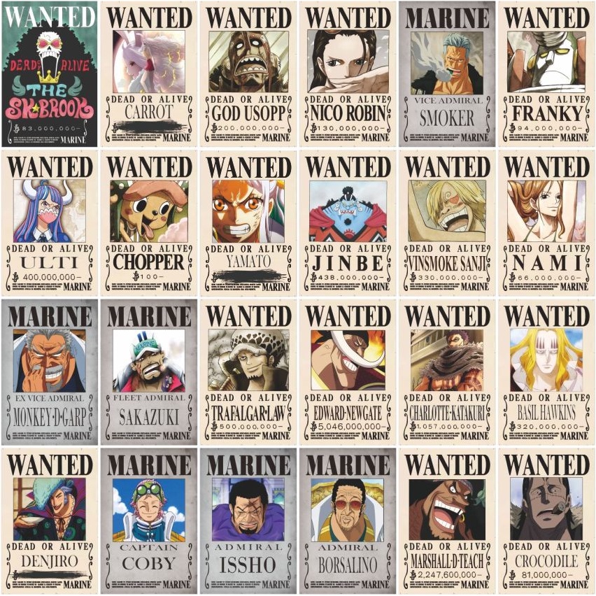 SELIR LUFFY HIASAN DINDING BOUNTY ONE PIECE BURONAN WANTED ANIME DEKORASI DINDING KAMAR PAJANGAN DINDING