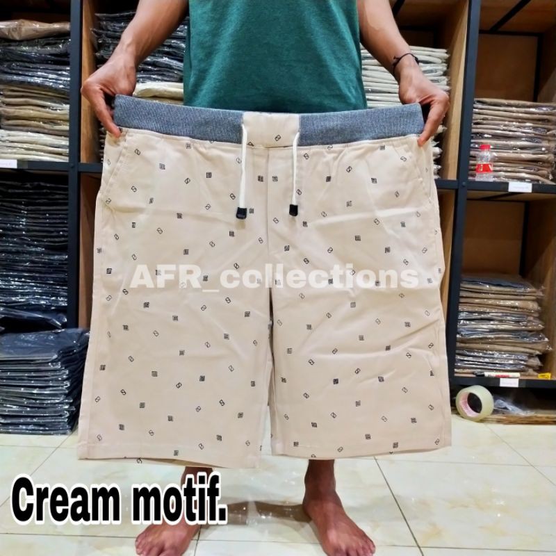 CELANA PENDEK MOTIF SUPER JUMBO PRIA/COWOK KAIN MELAR SIZE 40-50