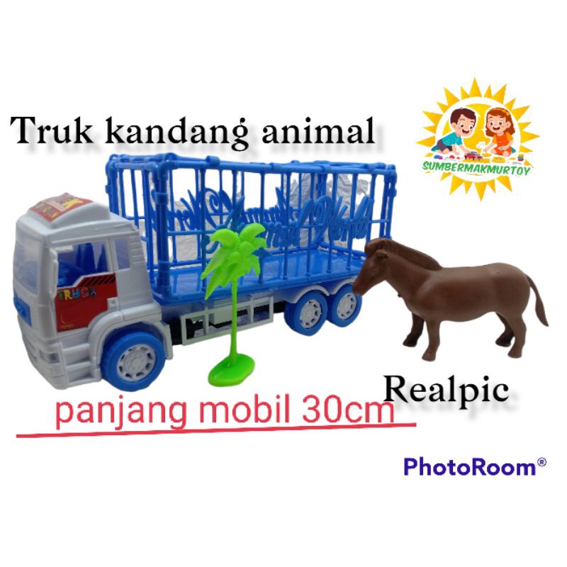 Mainan Edukasi Anak anak Mobik Truk Gandeng isi Hewan Kerankeng Ruji Binatang