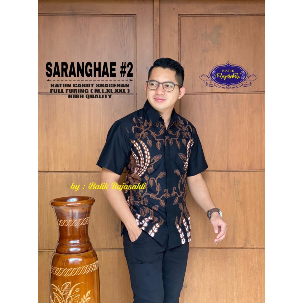 SARANGHAE 2 RAJASAKTI KEMEJA BATIK SOLO PRIA LENGAN PENDEK LAPIS FURING ATASAN BATIK PREMIUM MODERN KATUN HALUS BAHUWIRYA  BANAMITRA BANAMITRA PUTIH BANGSAWAN BAYU PUTRA BERLIAN BIRU BHARATAYUDA BIMASENA BIRENDRA BIRU INDAH BRAHMAKERTA BRAHMAKERTA MERAH