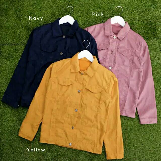 [PRELOVED] Pink jacket jaket cordorai suede basic outer wanita casual