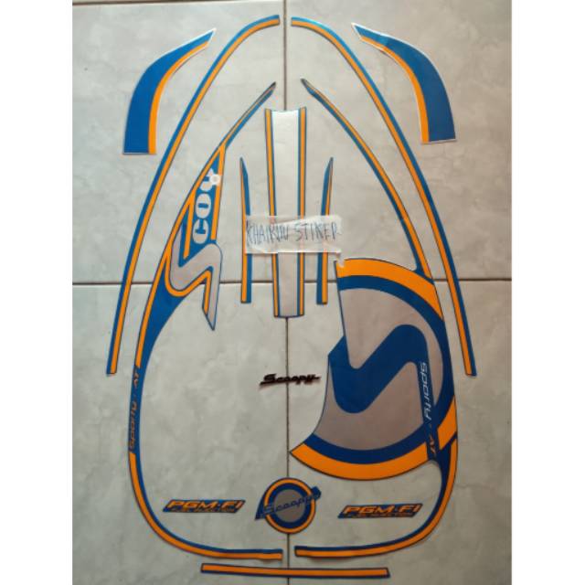 Striping stiker Scoopy sporty biru 2013 biru original lokal