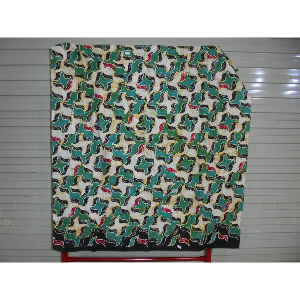 kain batik tulis madura cream hijau tosca