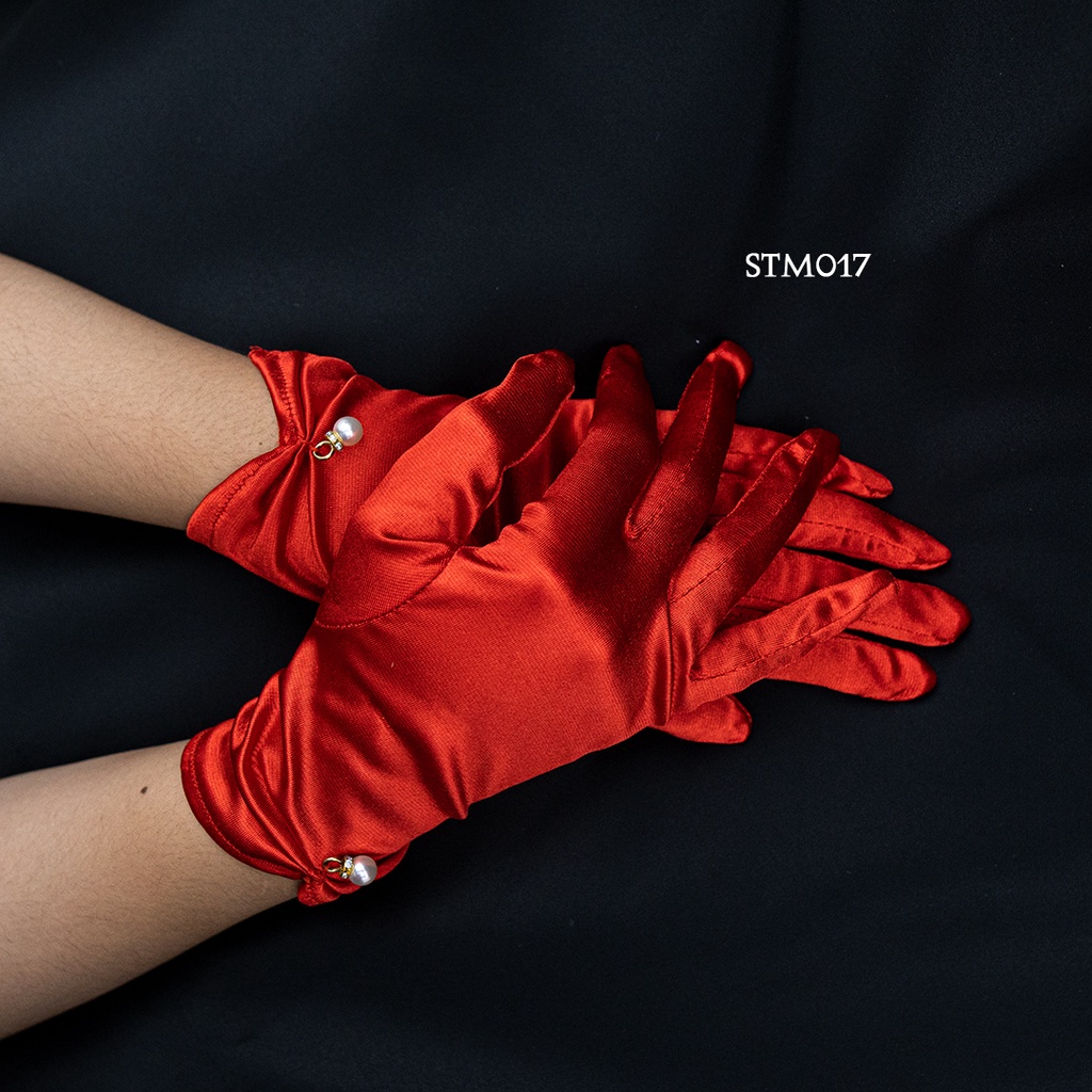 [SIAP KIRIM] SARUNG TANGAN PENGANTIN WEDDING GLOVES AKSESORIS WANITA MERAH STM017